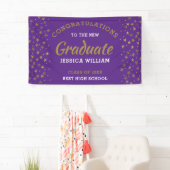 Paars en goudstars Afstudeerder Afstuderen2022 Spandoek (Insitu)