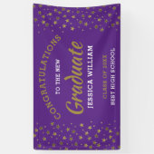 Paars en goudstars Afstudeerder Afstuderen2022 Spandoek (Verticaal)