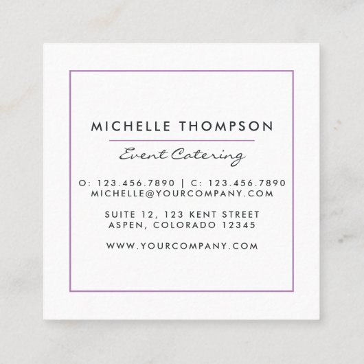Paars en goudVisitekaartje Vierkante Visitekaartje (Achterkant)