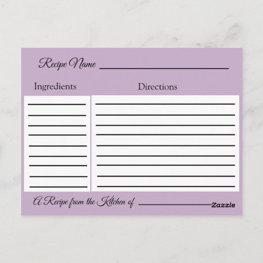 Paars en goudvlinder bruiloft Recipe Kaart (Achterkant)