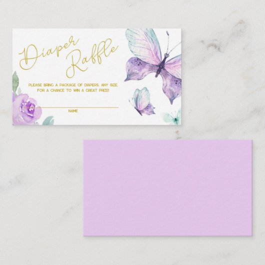 Paars en goudvlinder luierspoeling informatiekaartje (Voorkant / Achterkant)