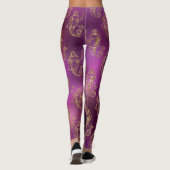 Paars en goudvormig patroon leggings (Achterkant)