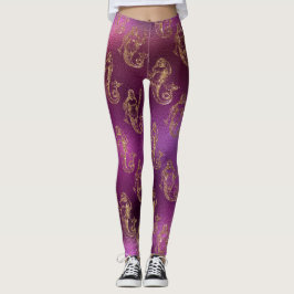 Paars en goudvormig patroon leggings