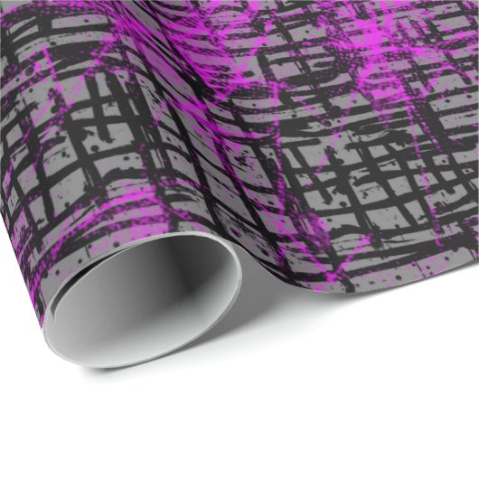 Paars en grijs abstract cadeaupapier (Rol Hoek)