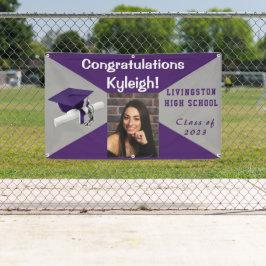 Paars en grijs Afstuderen van vinyl Foto Spandoek