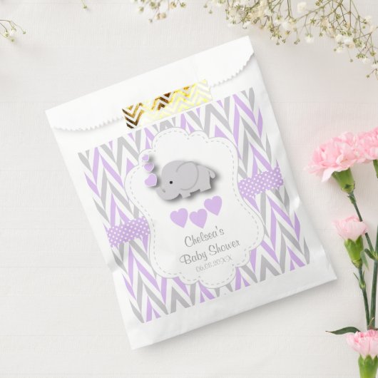 Paars en grijs Baby shower Bedankzakje (Gezegeld)