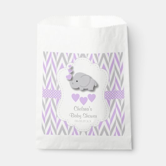 Paars en grijs Baby shower Bedankzakje (Voorkant)