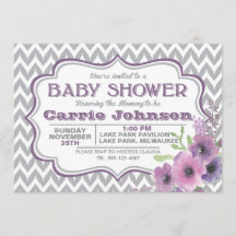 Paars en grijs Baby shower