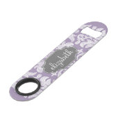 Paars en grijs Damask Patroonmonogram Speed Flessenopener (Voorkant Gekanteld)