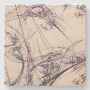 Paars en Grijs Fractal Vierkant Onderzetter