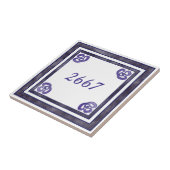 Paars en grijs klein huisnummer tegeltje (Zijkant)