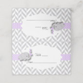 Paars en grijs olifant Baby shower | met dubbel za Plaatskaartje (Buitenkant ongevouwen)