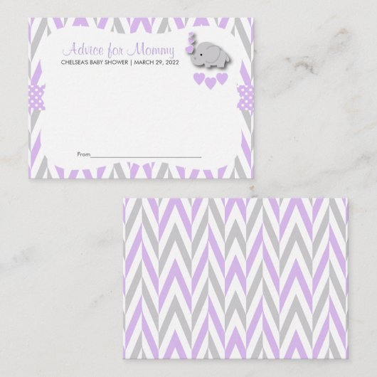 Paars en grijs olifant Baby shower Sm - Advies (Voorkant / Achterkant)