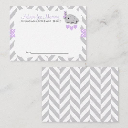 Paars en grijs olifant Baby shower SM - Advies (Voorkant / Achterkant)