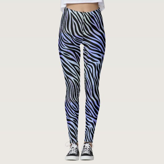 Paars en grijs Tone Zebra Print Leggings (Voorkant)