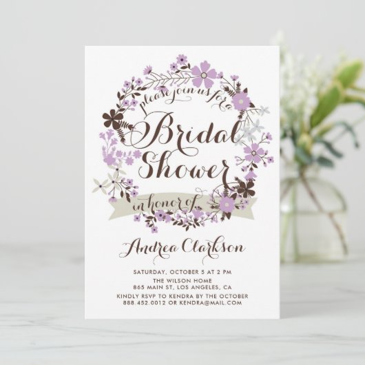  Paars en grijs Vrijgezellenfeest met schoorsteen Kaart (Staand voorkant)