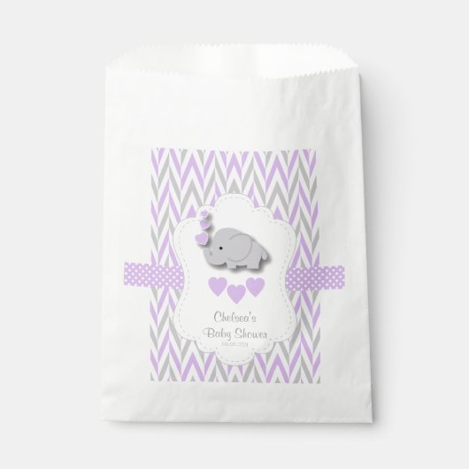 Paars en grijze olifant Baby shower 2 Bedankzakje (Voorkant)