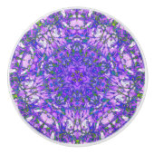 Paars en groen Abstract Keramische Knop (Voorkant)