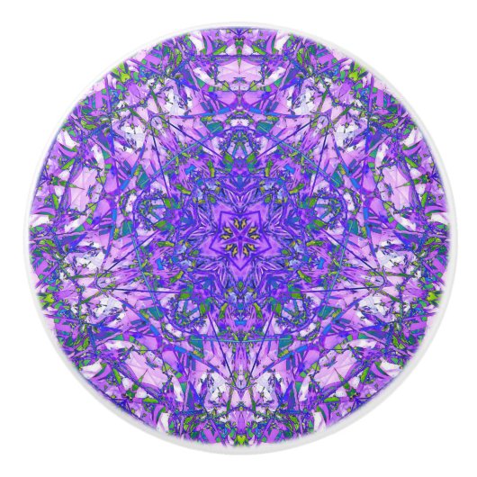 Paars en groen Abstract Keramische Knop (Voorkant)