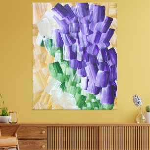 Paars en groen abstract penseelstreekpatroon canvas afdruk