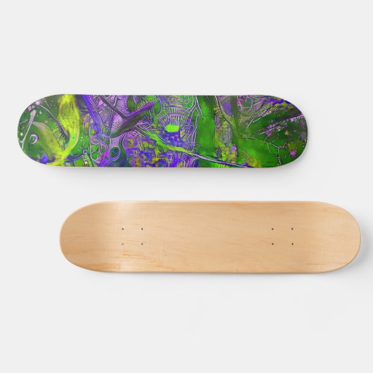 Paars en groen Abstract Persoonlijk Skateboard (Horizontaal)