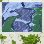 Paars en groen Abstract Theedoek (Gevouwen)