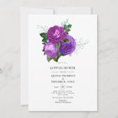Paars en groen bloemig uitnodigingskaart voor kopp kaart (Voorkant)