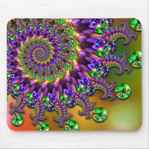 Paars en groen Bokeh Fractal Patroon Muismat