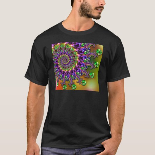 Paars en groen Bokeh Fractal Patroon T-shirt (Voorkant)