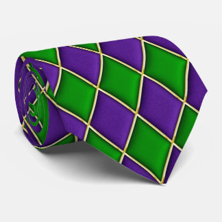Paars en groen diamantpatroon Mardi Gras Stropdas
