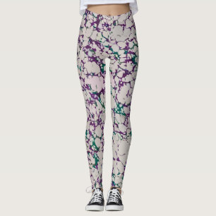Paars en groen gekraakt ontwerp van verf leggings