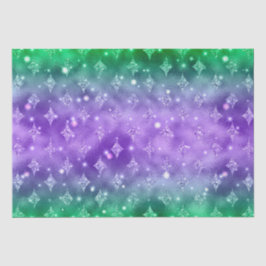 Paars en Groen Ombre Glitter Hemels Patroon Tissuepapier