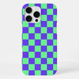 Paars en groen schaakbordpatroon iPhone 16 pro max hoesje