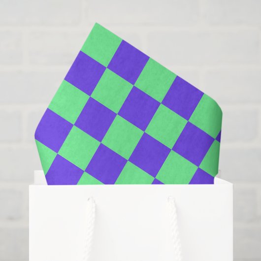 Paars en groen schaakbordpatroon tissuepapier (Cadeauzakje)