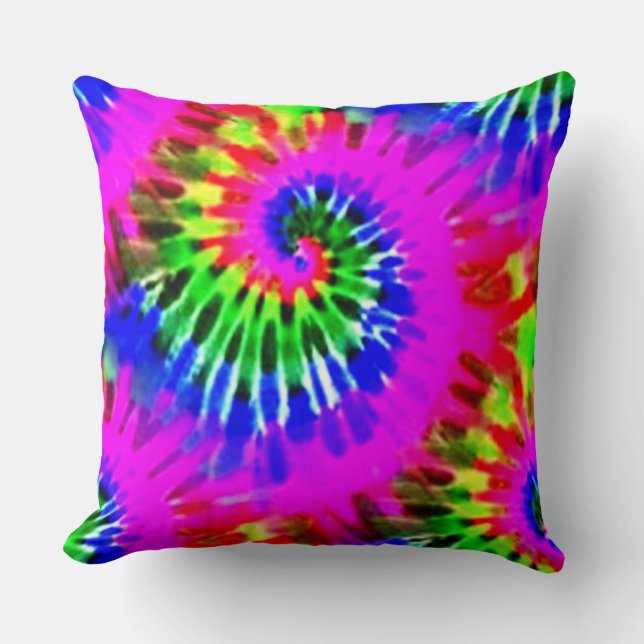 Paars En Groen Tie Dye Kussen (Voorkant)