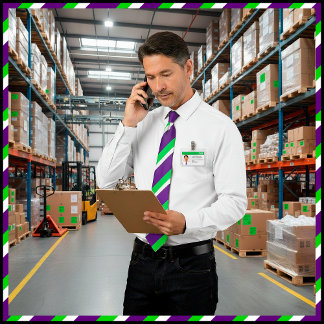 [Paars en groen] Vette strepen Stropdas