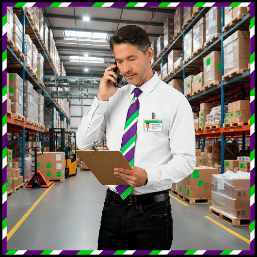 [Paars en groen] Vette strepen Stropdas