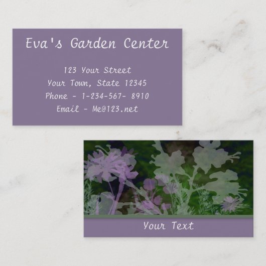 Paars en groen Visitekaartje (Voorkant / Achterkant)