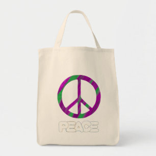 Paars en groen vredesteken, Canvas tassen