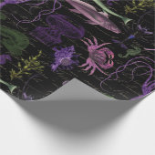 Paars en groen Zee Scheppen op zwart Cadeaupapier (Hoek)