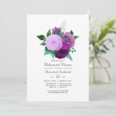 Paars en groene Waterverf - Floral repetitief dine Kaart (Staand voorkant)