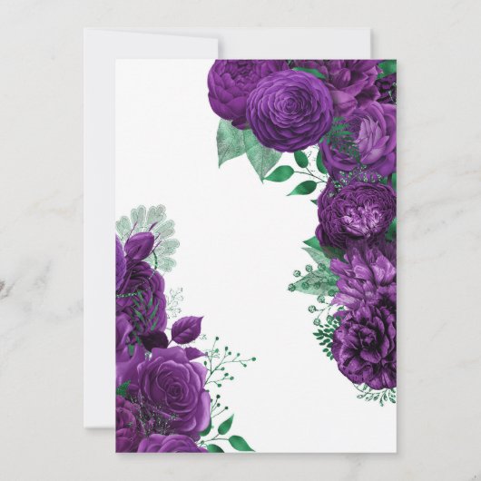 Paars en groene Waterverf - Floral repetitief dine Kaart