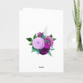 Paars en groene Waterverf Floral Wedding Bedankkaart (Achterkant)