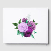 Paars en groene Waterverf Floral Wedding Gastenboek (Achterkant)