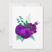 Paars en groene Waterverf Floral Wedding Kaart (Achterkant)