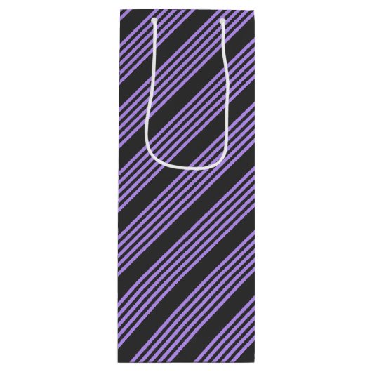 Paars en houtskool met vijf strippen wijn cadeautas (Voorkant)