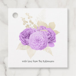 Paars en ivoor Bloemmotief Bedankjes Labels