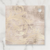 Paars en ivoor Bloemmotief Bedankjes Labels (Achterkant)