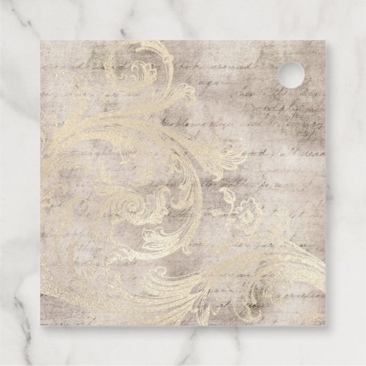 Paars en ivoor Bloemmotief Bedankjes Labels (Achterkant)