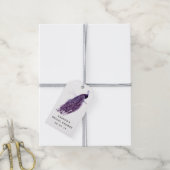 Paars en ivoor Pauw Damast Cadeaulabel (Met Touw)